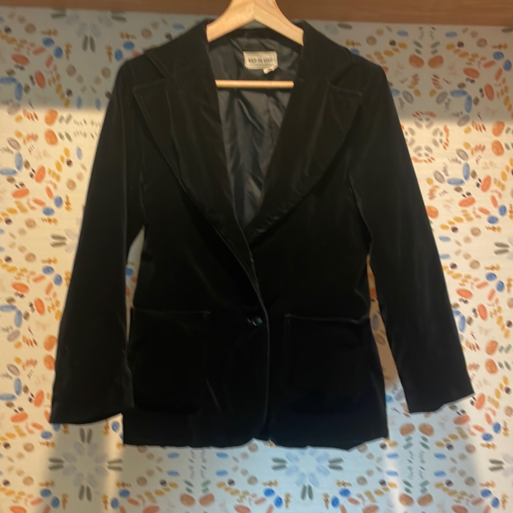 Vintage Black Velvet Blazer Jacket